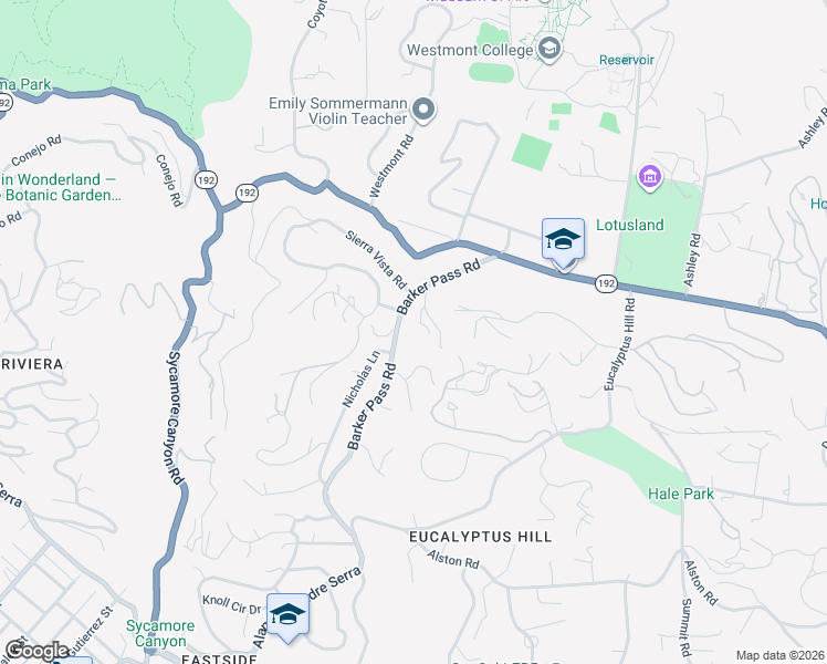 map of restaurants, bars, coffee shops, grocery stores, and more near 460 Barker Pass Road in Montecito