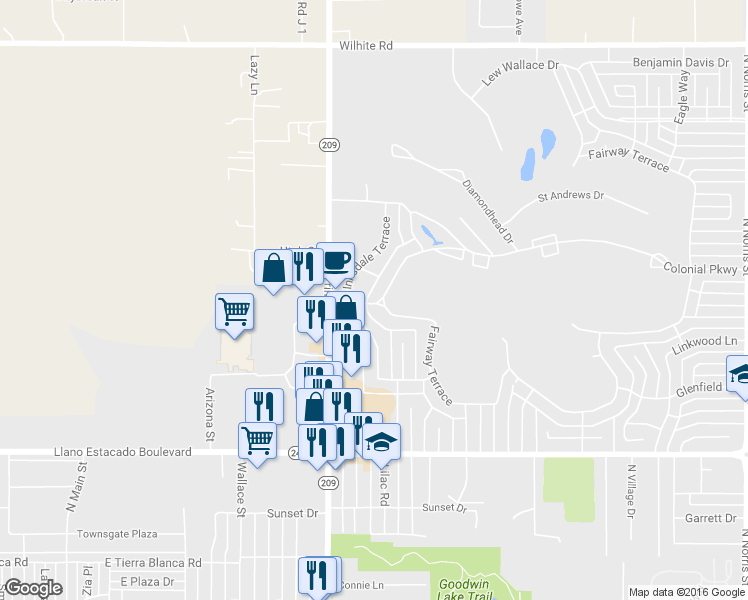 map of restaurants, bars, coffee shops, grocery stores, and more near 920 Colonial Parkway in Clovis