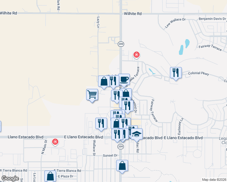 map of restaurants, bars, coffee shops, grocery stores, and more near 4034 Prince Street in Clovis