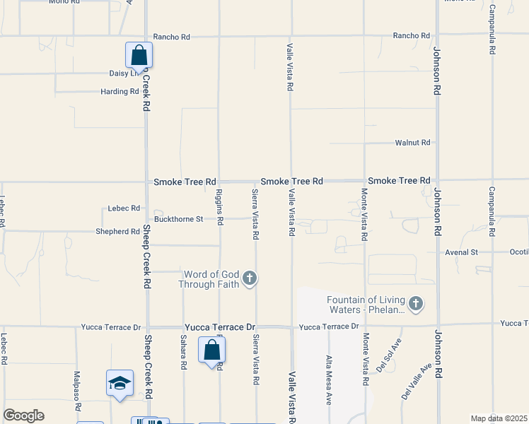 map of restaurants, bars, coffee shops, grocery stores, and more near Sierra Vista Road in Phelan