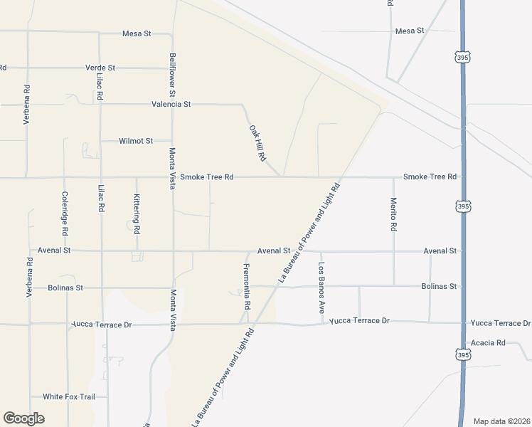 map of restaurants, bars, coffee shops, grocery stores, and more near Smoke Tree Road in Hesperia