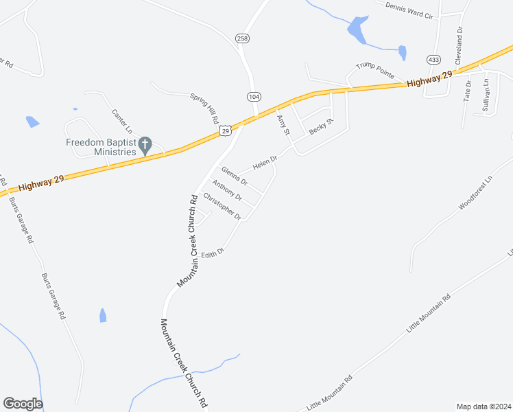 map of restaurants, bars, coffee shops, grocery stores, and more near 208 Glenna Drive in Anderson