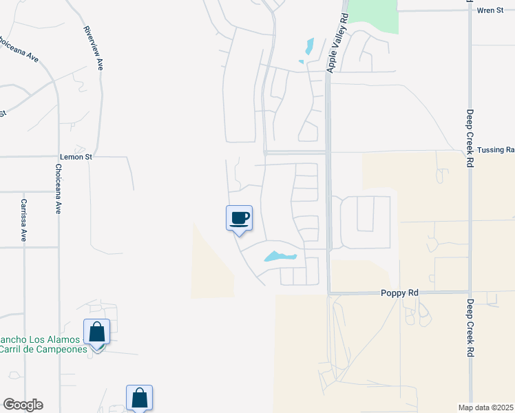 map of restaurants, bars, coffee shops, grocery stores, and more near 10364 Lakeshore Drive in Apple Valley