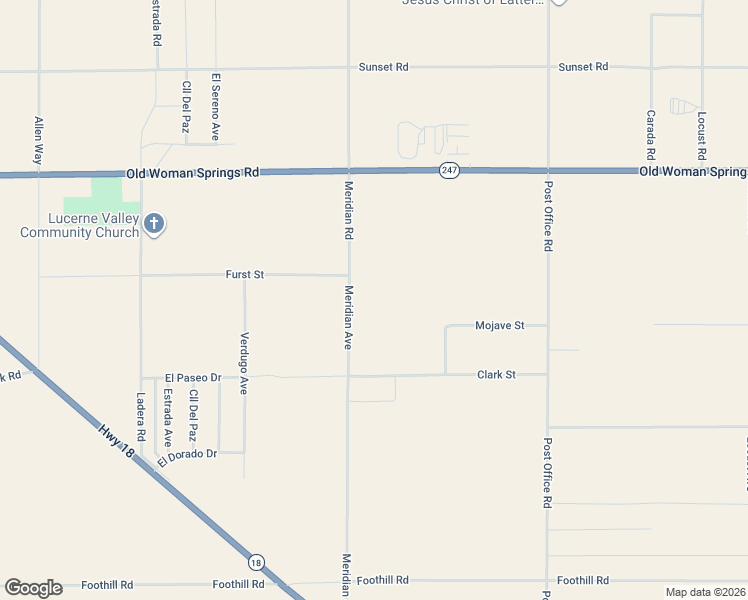 map of restaurants, bars, coffee shops, grocery stores, and more near 10255 Meridian Road in Lucerne Valley