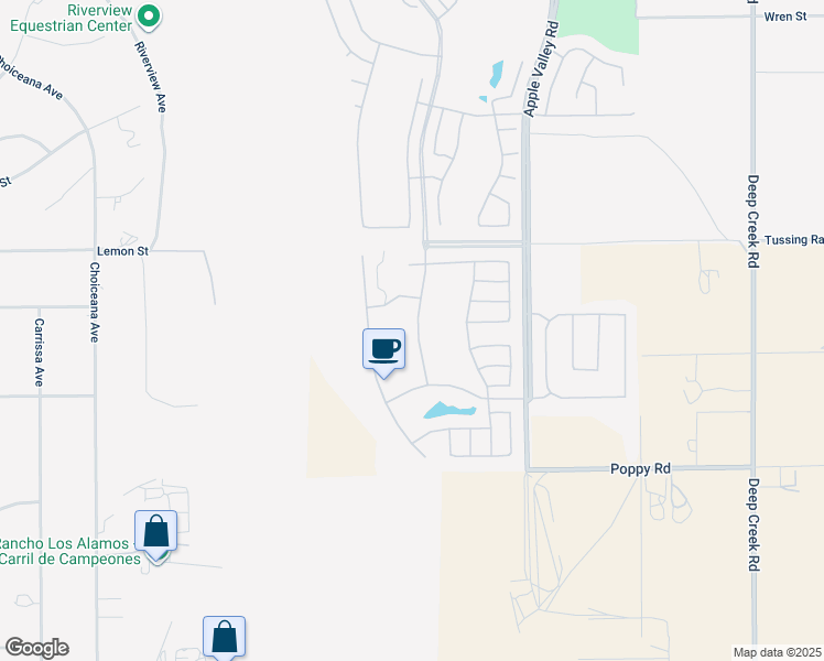 map of restaurants, bars, coffee shops, grocery stores, and more near 10364 Lakeshore Drive in Apple Valley