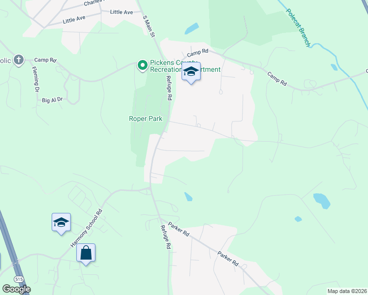 map of restaurants, bars, coffee shops, grocery stores, and more near 145 Southwoods Drive in Jasper