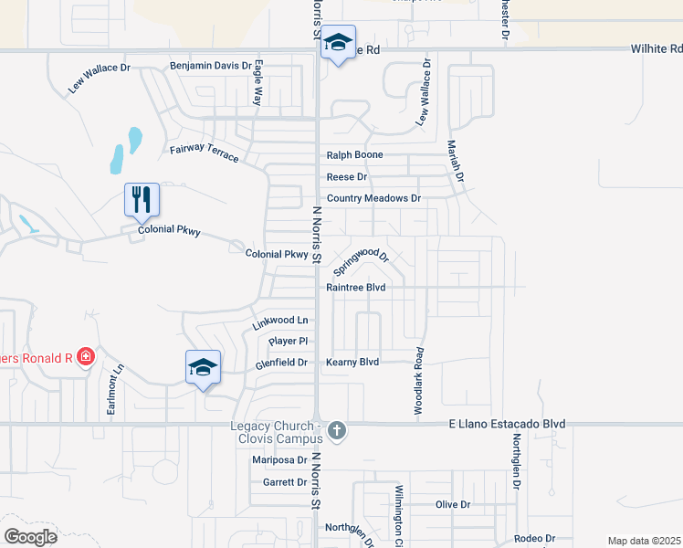 map of restaurants, bars, coffee shops, grocery stores, and more near 3908 Springwood Drive in Clovis