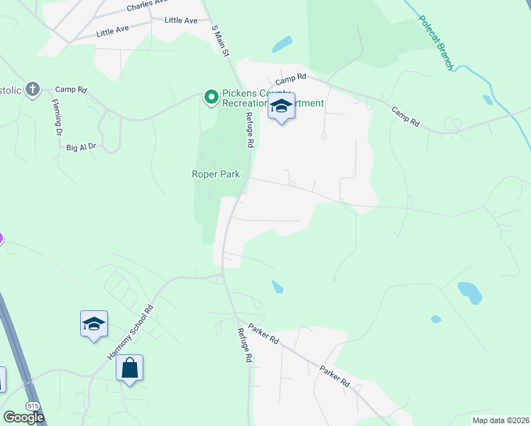 map of restaurants, bars, coffee shops, grocery stores, and more near 145 Southwoods Drive in Jasper
