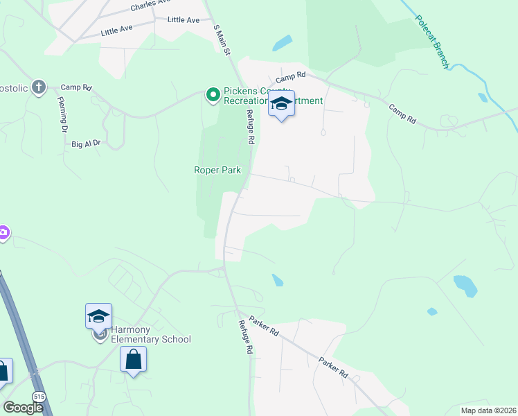 map of restaurants, bars, coffee shops, grocery stores, and more near 103 Southwoods Drive in Jasper