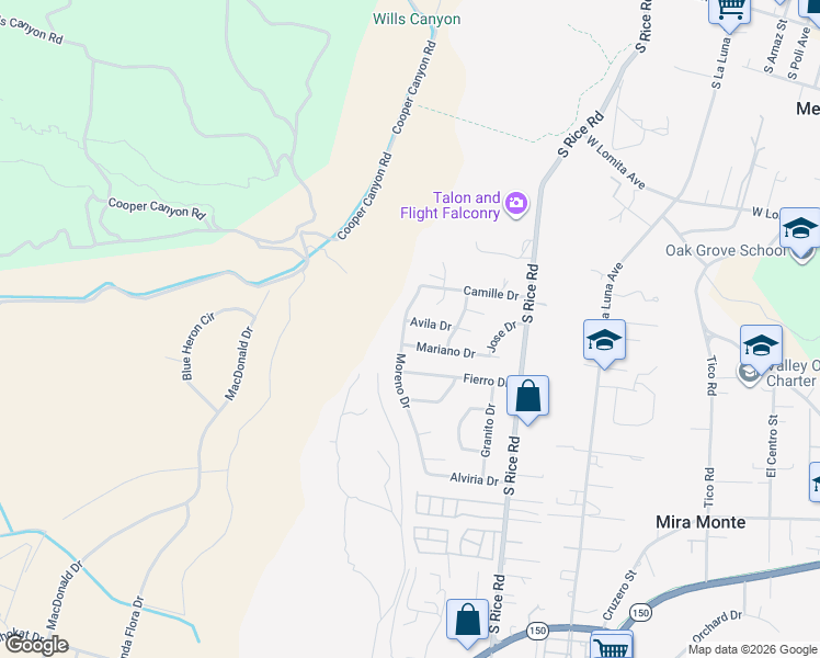 map of restaurants, bars, coffee shops, grocery stores, and more near 1292 Avila Drive in Ojai