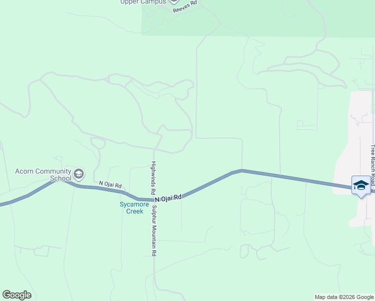 map of restaurants, bars, coffee shops, grocery stores, and more near 12661 Highwinds Road in Ojai