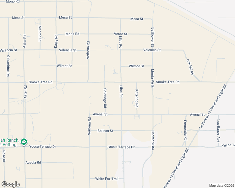 map of restaurants, bars, coffee shops, grocery stores, and more near 10420 Lilac Road in Hesperia