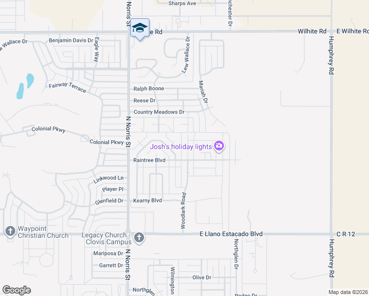 map of restaurants, bars, coffee shops, grocery stores, and more near 2200 Briggs Avenue in Clovis
