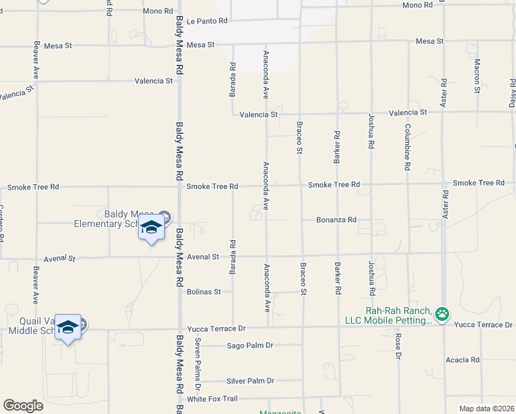 map of restaurants, bars, coffee shops, grocery stores, and more near 10426 Anaconda Avenue in Hesperia
