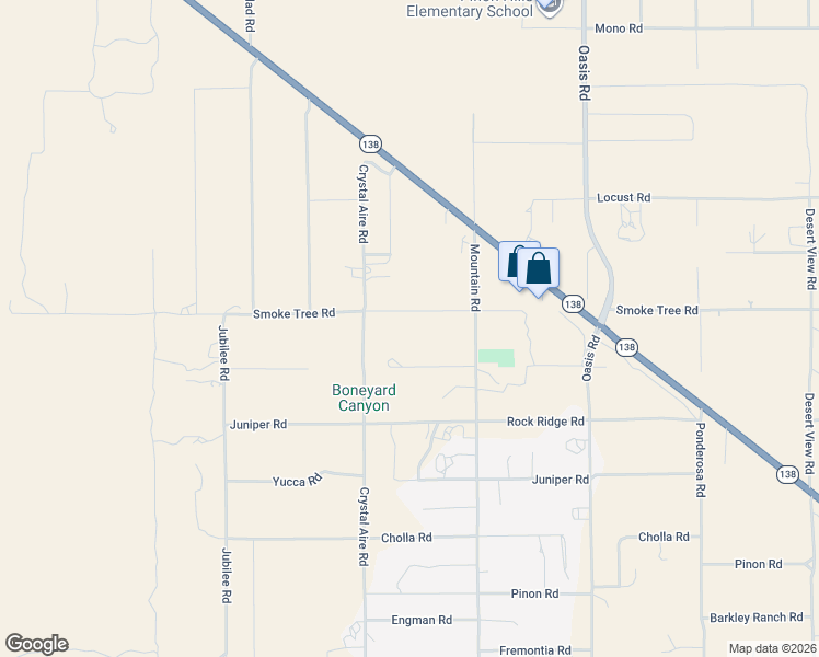 map of restaurants, bars, coffee shops, grocery stores, and more near 599 Smoke Tree Road in Piñon Hills