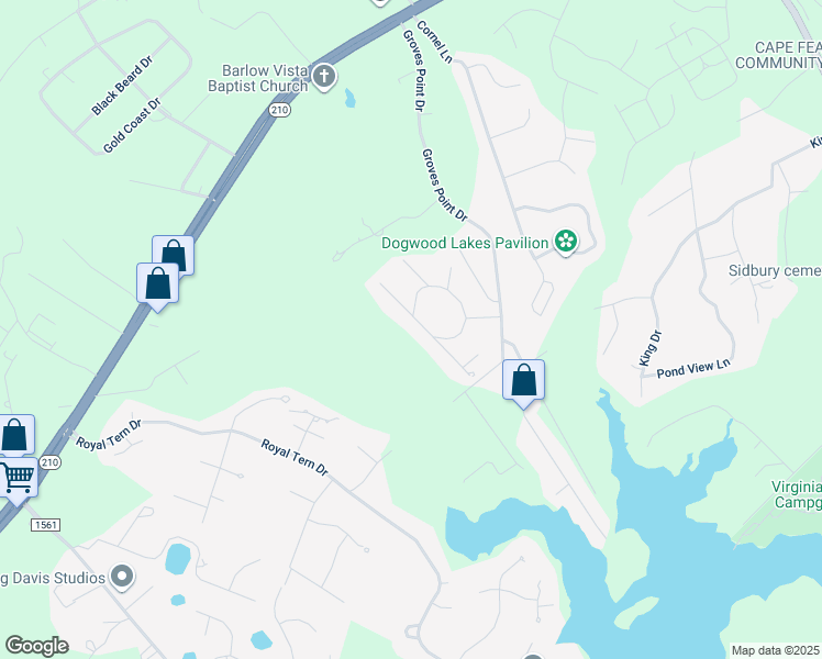 map of restaurants, bars, coffee shops, grocery stores, and more near 220 Groves Point Circle in Hampstead