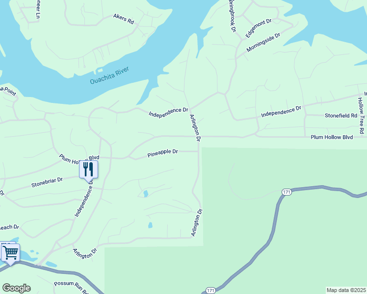 map of restaurants, bars, coffee shops, grocery stores, and more near 135 Pineapple Drive in Malvern