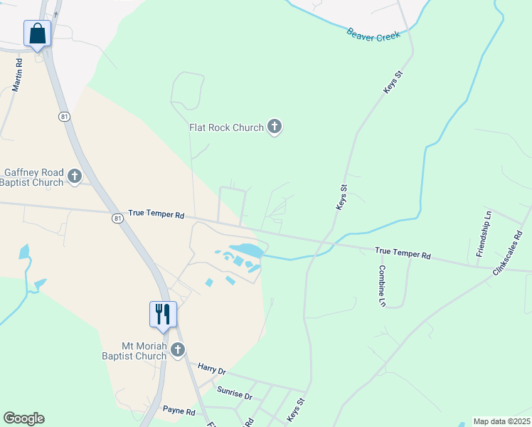 map of restaurants, bars, coffee shops, grocery stores, and more near 8 Harrington Drive in Anderson