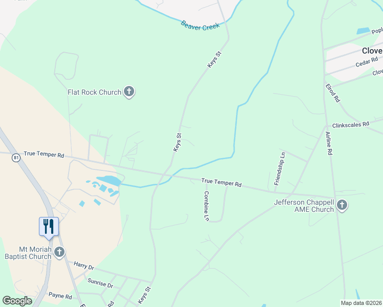 map of restaurants, bars, coffee shops, grocery stores, and more near 104 Meadowland Drive in Anderson