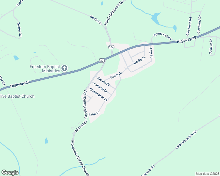 map of restaurants, bars, coffee shops, grocery stores, and more near 208 Glenna Drive in Anderson
