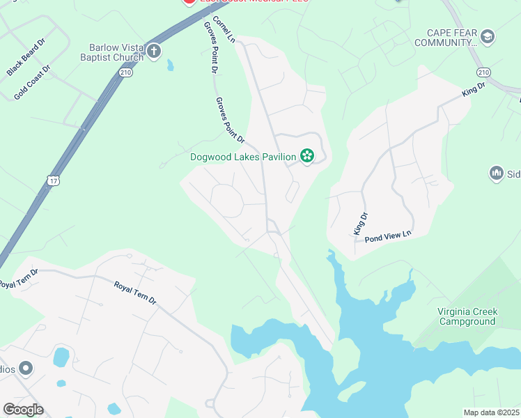 map of restaurants, bars, coffee shops, grocery stores, and more near 522 Groves Point Drive in Hampstead