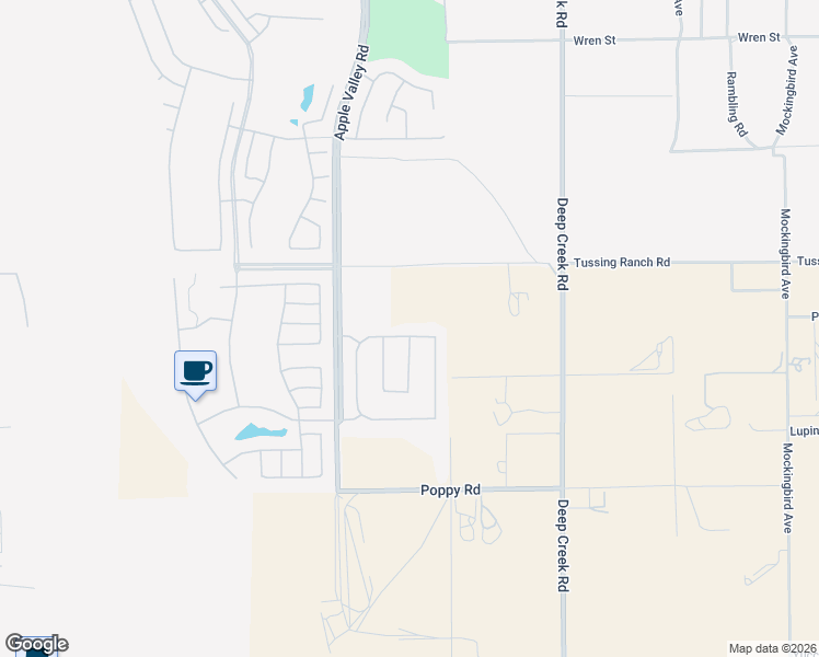 map of restaurants, bars, coffee shops, grocery stores, and more near 10359 Damask Rose Street in Apple Valley