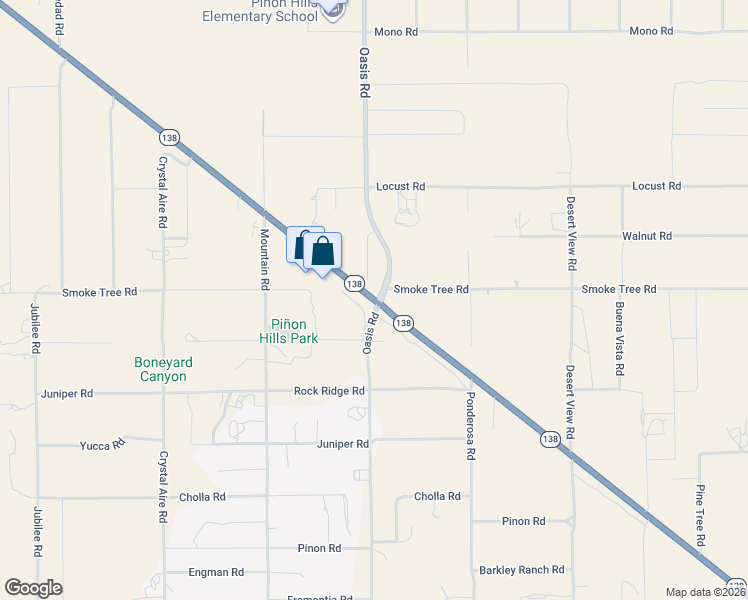 map of restaurants, bars, coffee shops, grocery stores, and more near 10559 California 138 in Pinon Hills