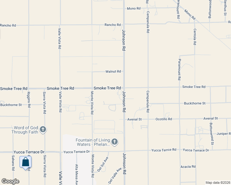 map of restaurants, bars, coffee shops, grocery stores, and more near 10484 Johnson Road in Phelan