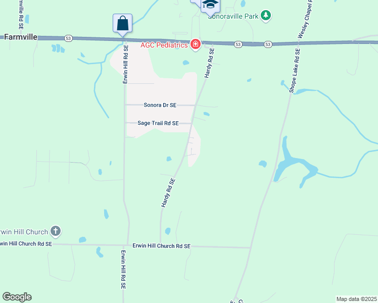 map of restaurants, bars, coffee shops, grocery stores, and more near 390 Bud Hardy Road Southeast in Calhoun
