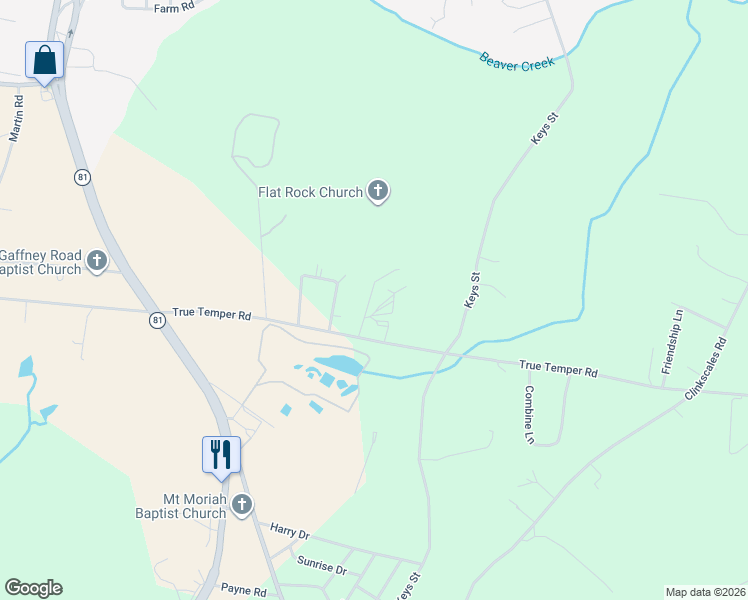 map of restaurants, bars, coffee shops, grocery stores, and more near 12 Harrington Drive in Anderson