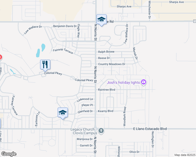 map of restaurants, bars, coffee shops, grocery stores, and more near 3908 Springwood Drive in Clovis