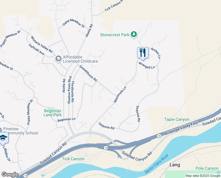 map of restaurants, bars, coffee shops, grocery stores, and more near in Santa Clarita