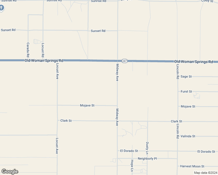 map of restaurants, bars, coffee shops, grocery stores, and more near Midway Avenue in Lucerne Valley