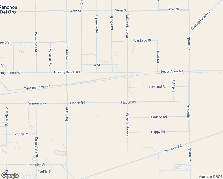 map of restaurants, bars, coffee shops, grocery stores, and more near 23501-23699 Tussing Ranch Road in Apple Valley