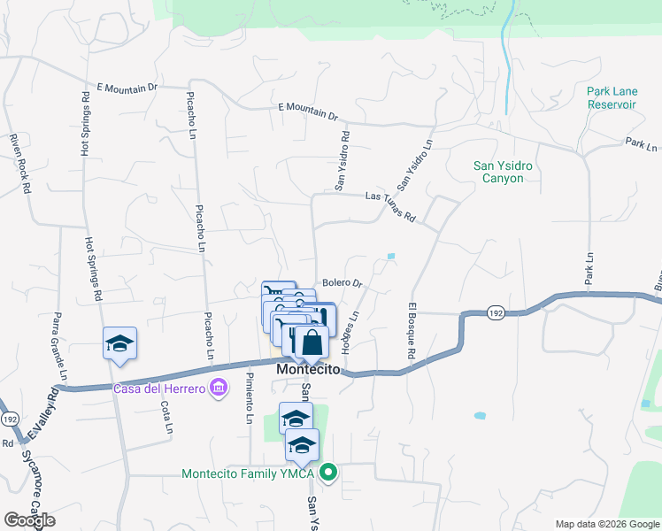 map of restaurants, bars, coffee shops, grocery stores, and more near 680 San Ysidro Road in Montecito