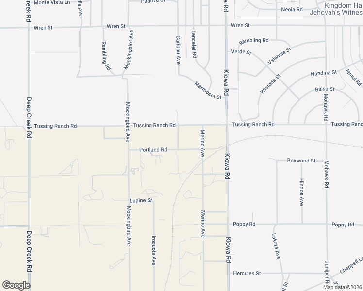 map of restaurants, bars, coffee shops, grocery stores, and more near 10443 Caribou Avenue in Apple Valley