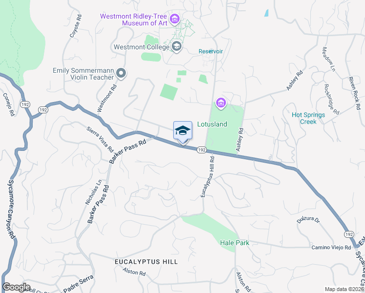 map of restaurants, bars, coffee shops, grocery stores, and more near 2243 Sycamore Canyon Road in Santa Barbara