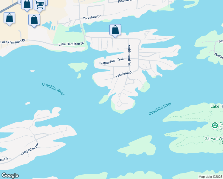 map of restaurants, bars, coffee shops, grocery stores, and more near 805 Lakeland Point in Hot Springs