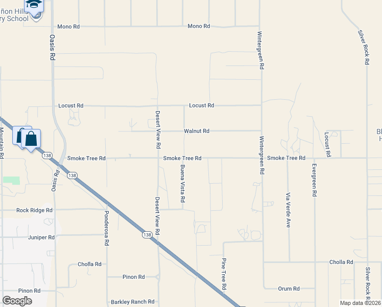 map of restaurants, bars, coffee shops, grocery stores, and more near 1464 Smoke Tree Road in Pinon Hills