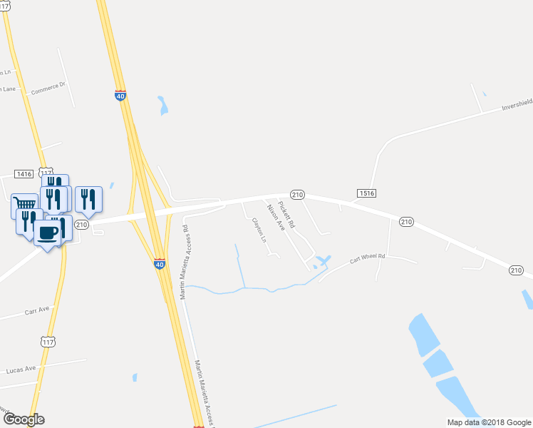 map of restaurants, bars, coffee shops, grocery stores, and more near 54 Nixon Avenue in Pender
