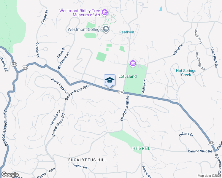 map of restaurants, bars, coffee shops, grocery stores, and more near 2243 Sycamore Canyon Road in Santa Barbara