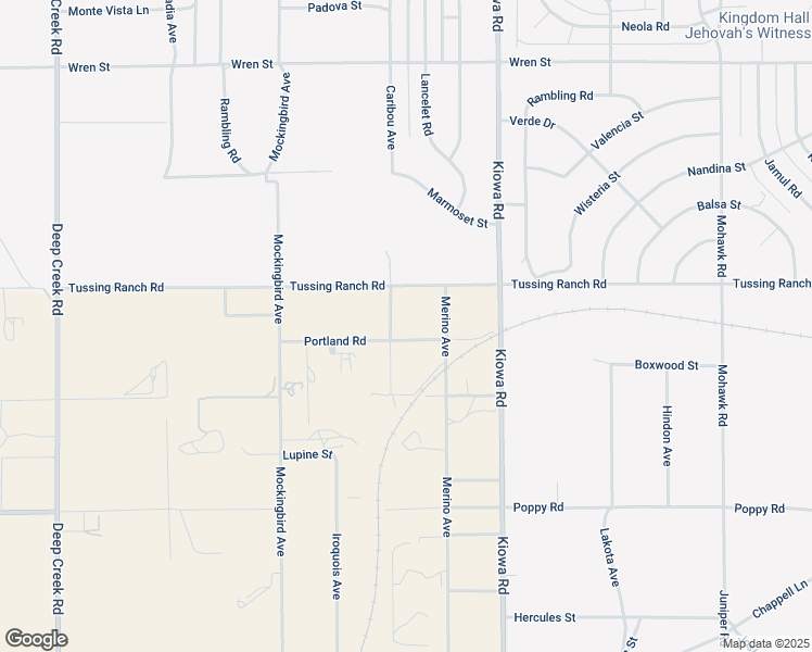map of restaurants, bars, coffee shops, grocery stores, and more near 10443 Caribou Avenue in Apple Valley