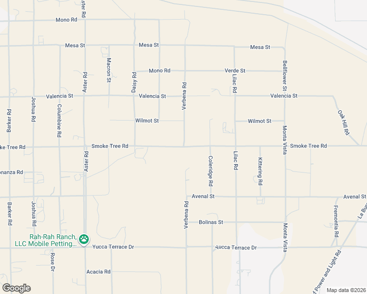 map of restaurants, bars, coffee shops, grocery stores, and more near Smoke Tree Road in Hesperia