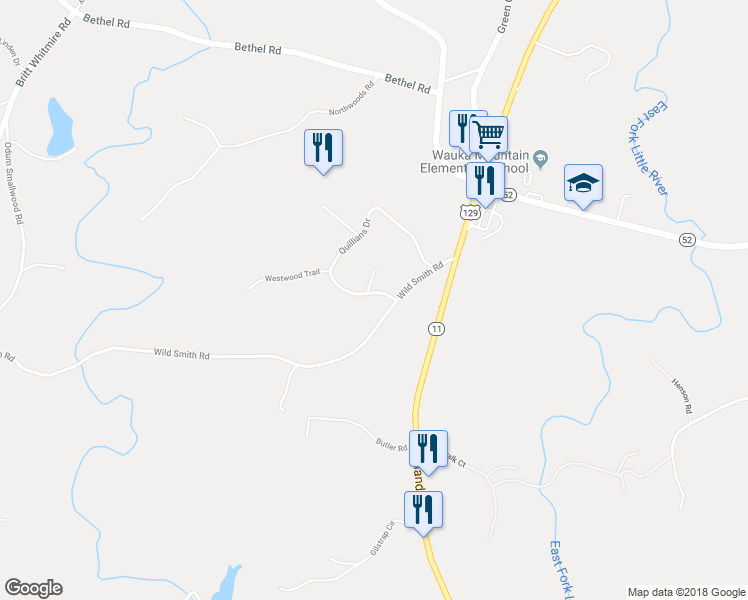 map of restaurants, bars, coffee shops, grocery stores, and more near 2770 Quillians Drive in Gainesville