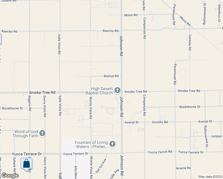 map of restaurants, bars, coffee shops, grocery stores, and more near 4834 Smoke Tree Road in Phelan