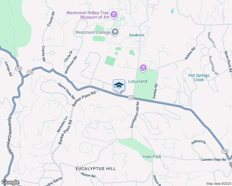 map of restaurants, bars, coffee shops, grocery stores, and more near 2243 Sycamore Canyon Road in Santa Barbara