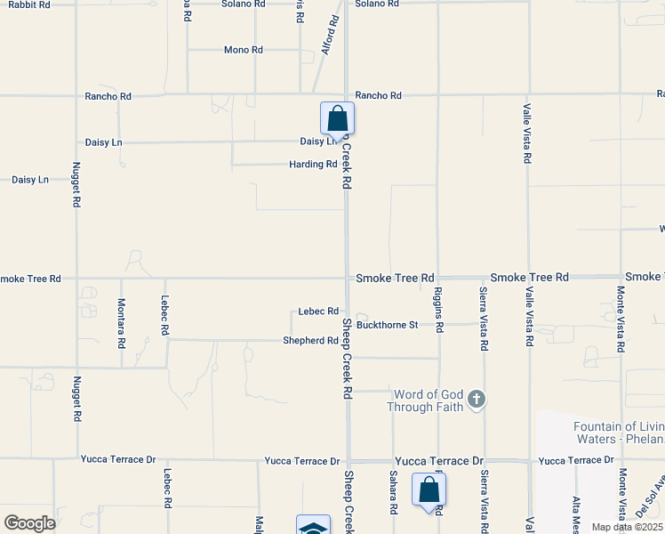 map of restaurants, bars, coffee shops, grocery stores, and more near Sheep Creek Road in Phelan