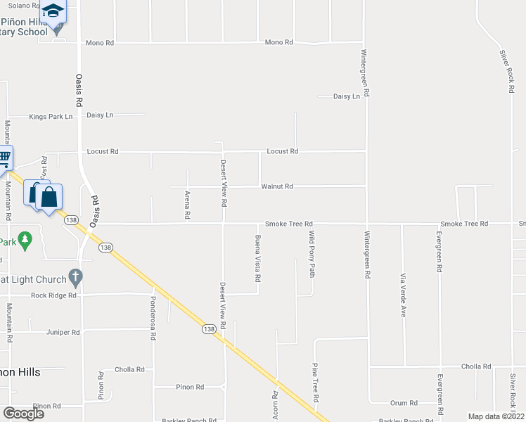 map of restaurants, bars, coffee shops, grocery stores, and more near 1464 Smoke Tree Road in Pinon Hills