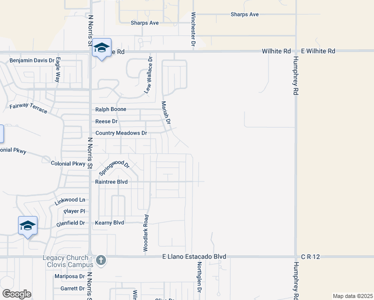 map of restaurants, bars, coffee shops, grocery stores, and more near 3900 Mariah Drive in Clovis
