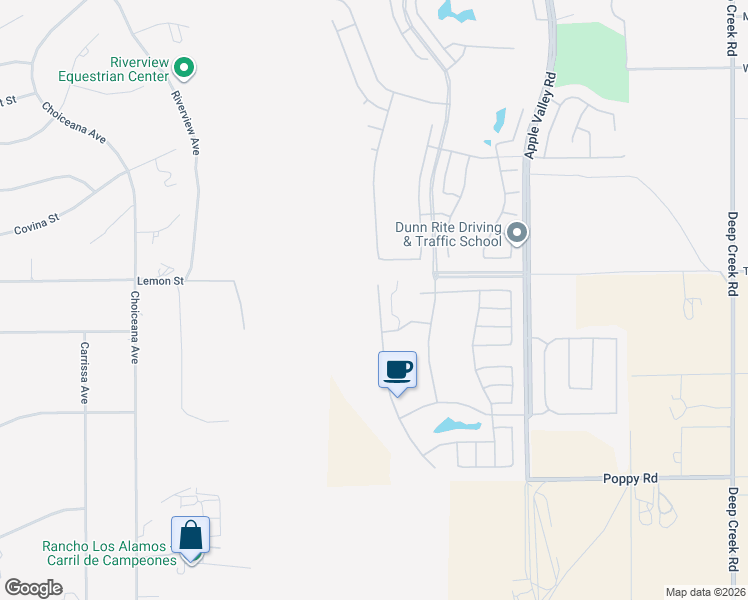 map of restaurants, bars, coffee shops, grocery stores, and more near 10475 Darby Road in Apple Valley
